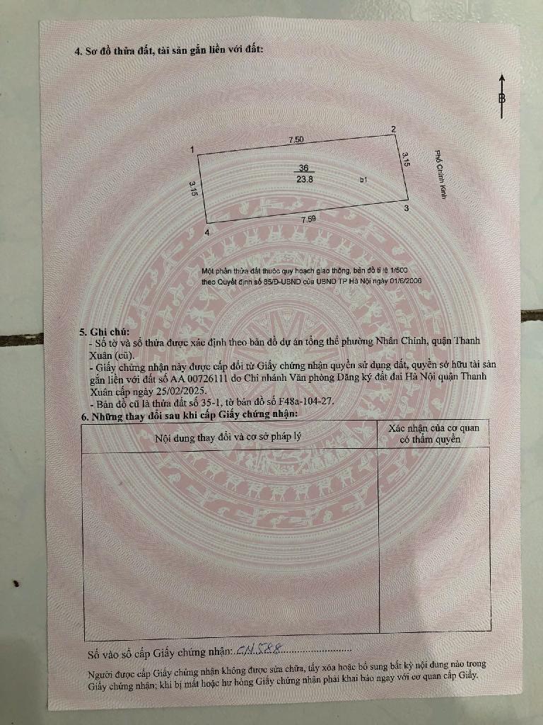 Bán nhà Chính Kinh - diện tích 23,8m2 5 tầng - Mặt phố lô góc - giá 8,6 tỷ