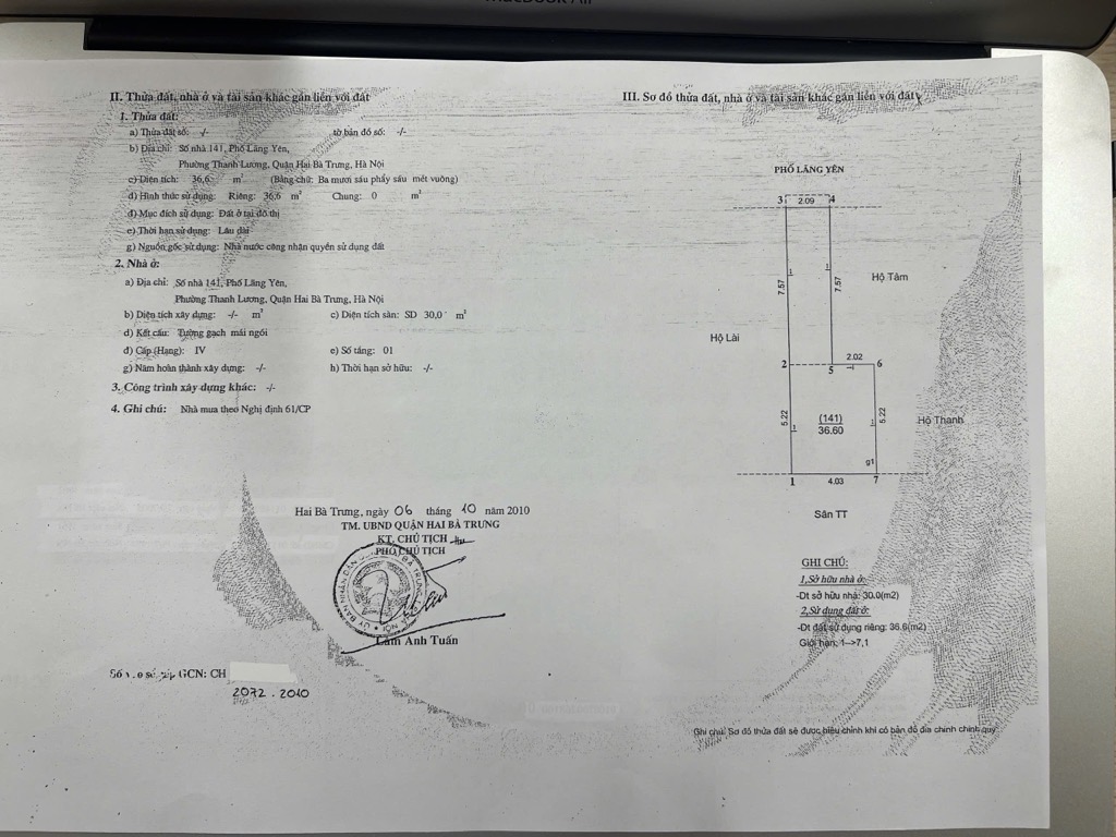Bán nhà Lãng Yên - diện tích 36,6m2 2 tầng - ô tô tránh - giá 9 tỷ
