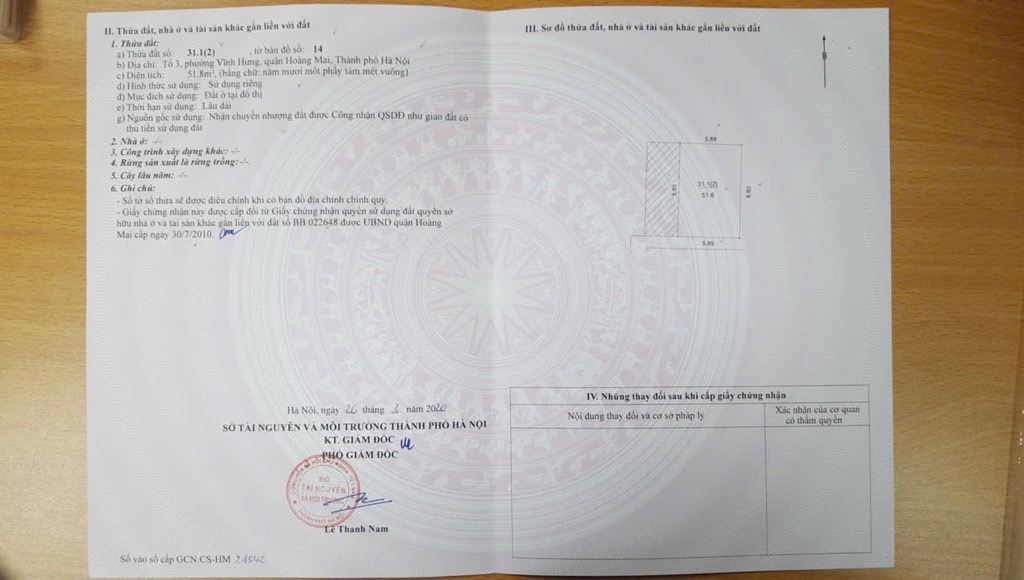 Bán nhà Vĩnh Hưng - diện tích 52m2 5 tầng - Ô Tô đỗ cửa - giá 12,66 tỷ