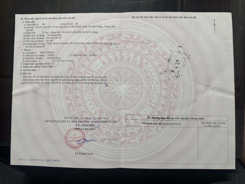 Bán nhà Vân Hồ - diện tích 21,3m2 6 tầng - Ô tô dừng đỗ 15m - giá 8,9 tỷ