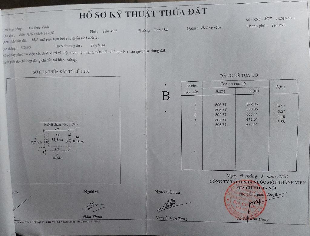 Bán nhà Tân Mai - diện tích 15.1m2 4 tầng - ô tô cách vài bước chân - giá 2,48 tỷ