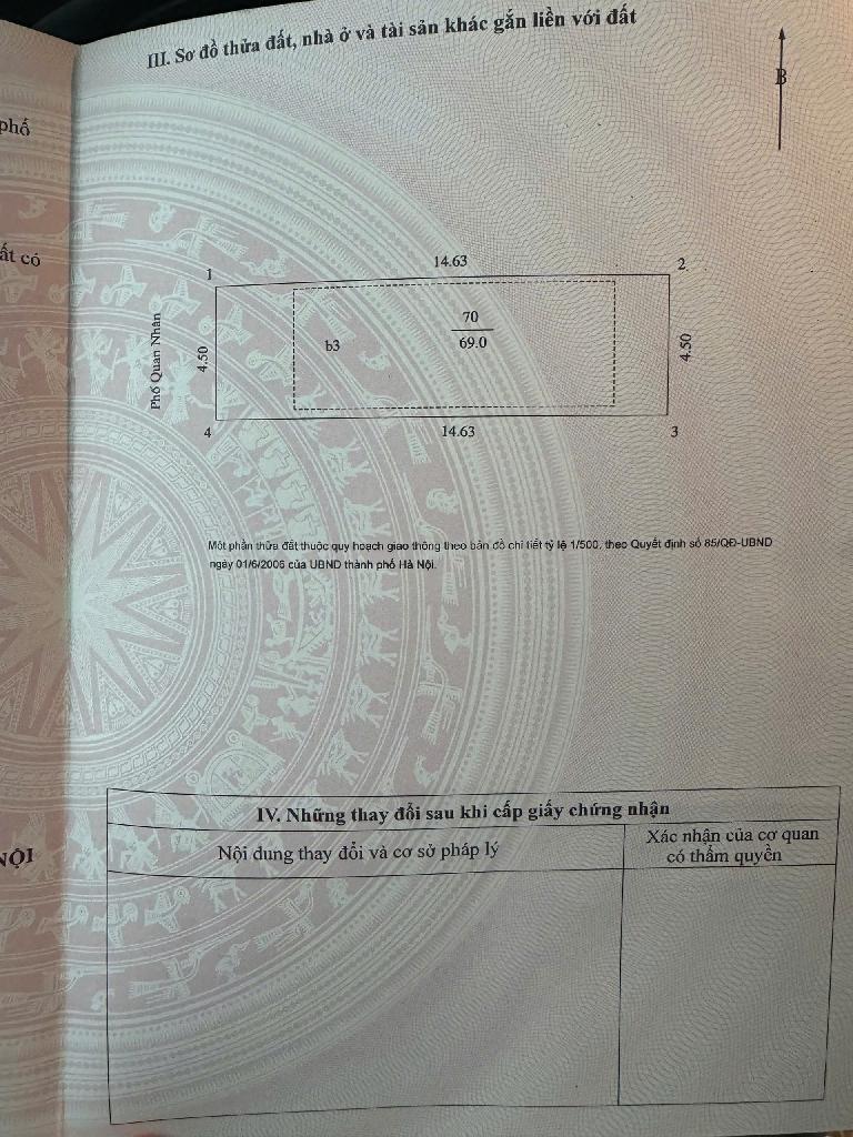 Bán nhà Quan Nhân - diện tích 73m2 5 tầng - Ô tô tránh - giá 16,5 tỷ