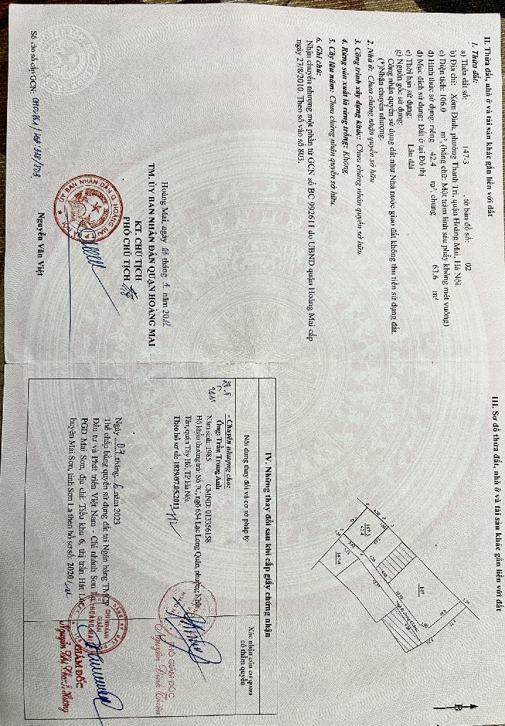 Bán nhà Nguyễn Khoái - diện tích 43m2 1 tầng - Mảnh đất đẹp nở hậu lô góc - giá 7,3 tỷ