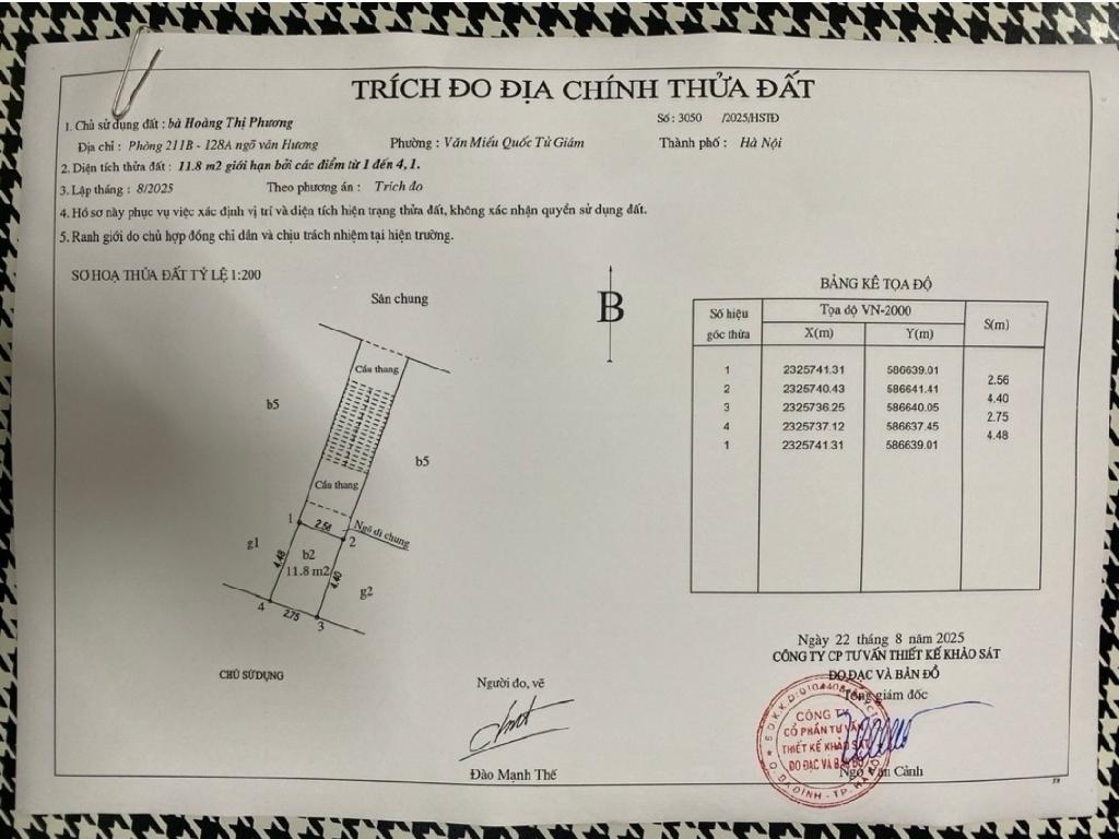 Bán nhà Ngõ Văn Hương - diện tích 11,8m2 3 tầng - Nhà nhỏ xinh - giá 2,05 tỷ