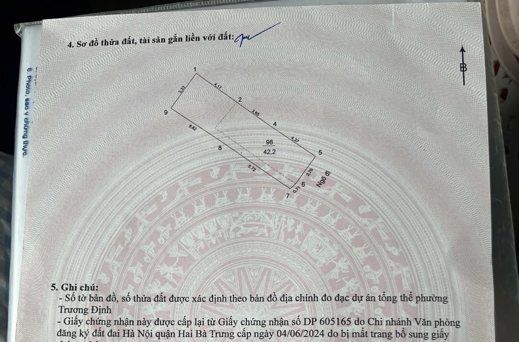 Bán nhà Trương Định - diện tích 42.2m2 5 tầng - Sổ đỏ chính chủ - giá 10,5 tỷ