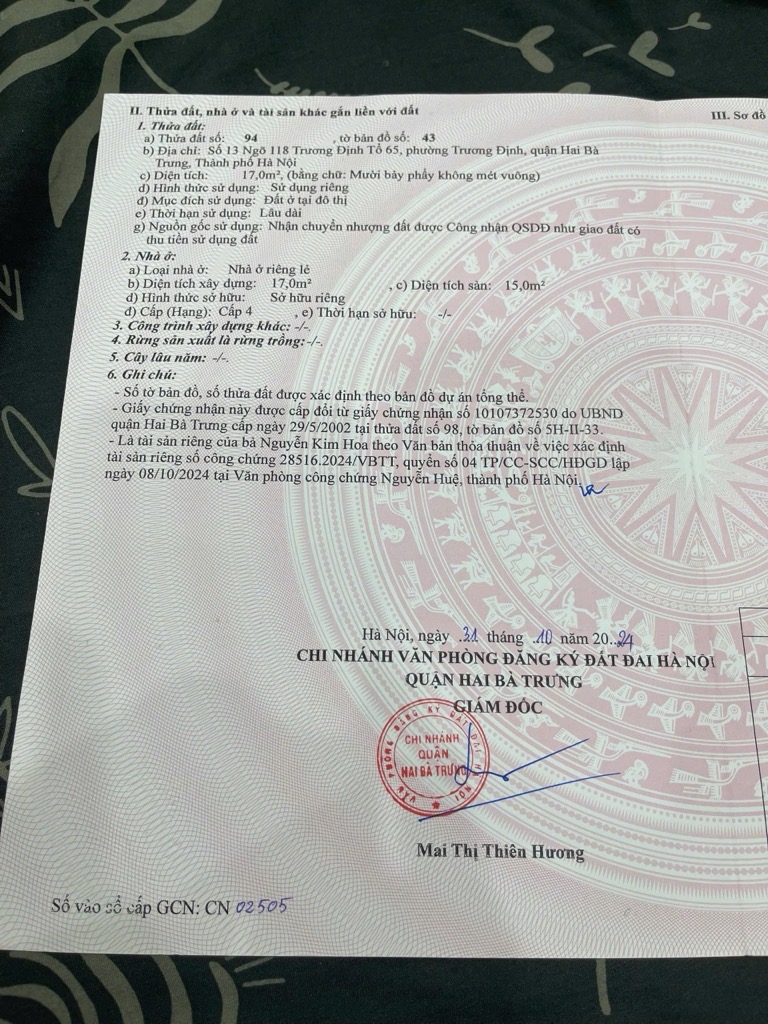 Bán nhà Trại Cá - diện tích 20m2 5 tầng - Mặt ngõ ô tô - giá 5,1 tỷ