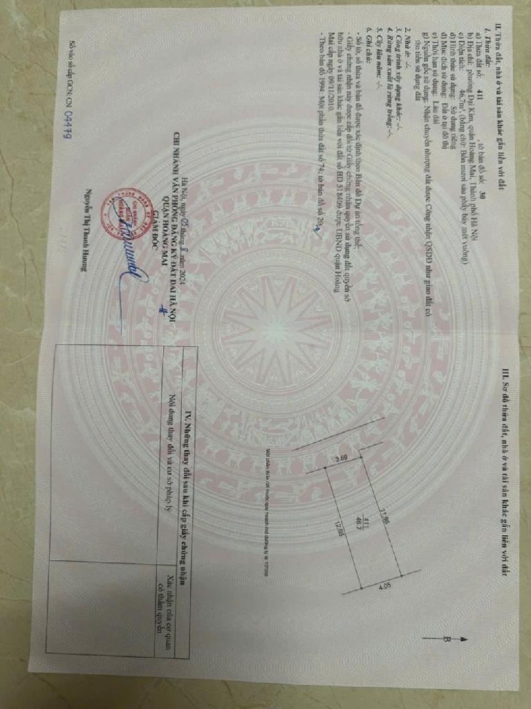 Bán nhà Đại Từ - diện tích 47m2 6 tầng - Ô tô đỗ cửa - giá 13,7 tỷ