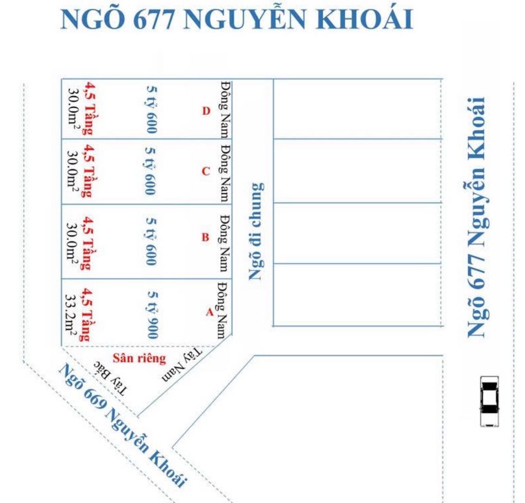 Bán nhà Nguyễn Khoái - diện tích 30m2 5 tầng - Ô tô dừng đỗ - giá 5 tỷ