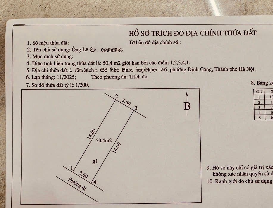 Bán nhà Định Công Hạ - diện tích 51m2 3 tầng - gần ô tô - giá 3,3 tỷ