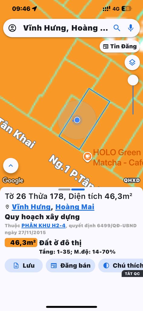 Bán nhà Tân Khai - diện tích 45m2 1 tầng - mặt ngõ thông sang ngõ 13 Lĩnh Nam - giá 9,3 tỷ