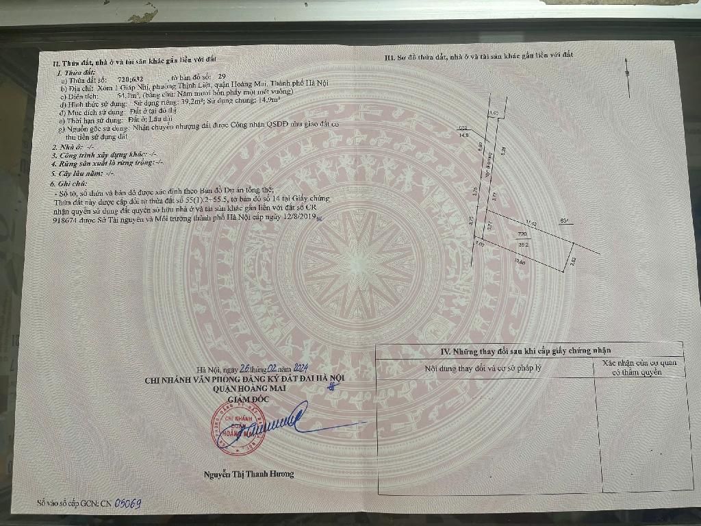 Bán nhà Giáp Nhị - diện tích 39,2m2 5 tầng - Nhà lô góc 2 mặt thoáng - giá 10,5 tỷ