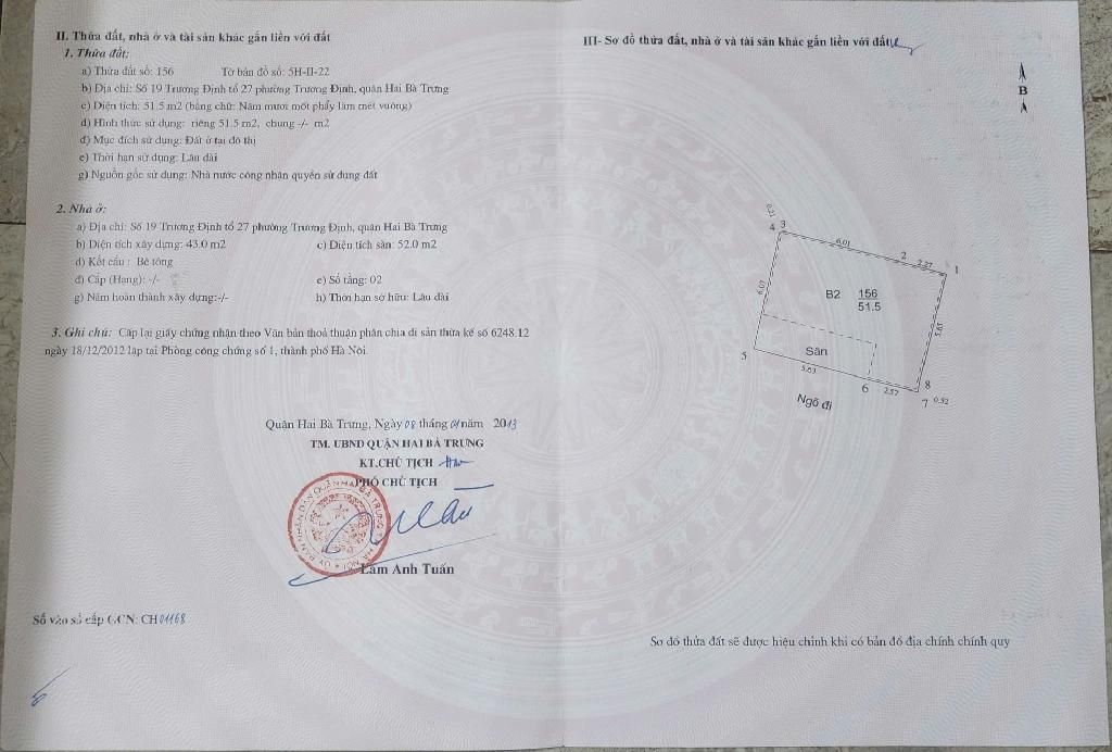 Bán nhà Trương Định - diện tích 52m2 4 tầng - Nhà dân xây - giá 13,9 tỷ