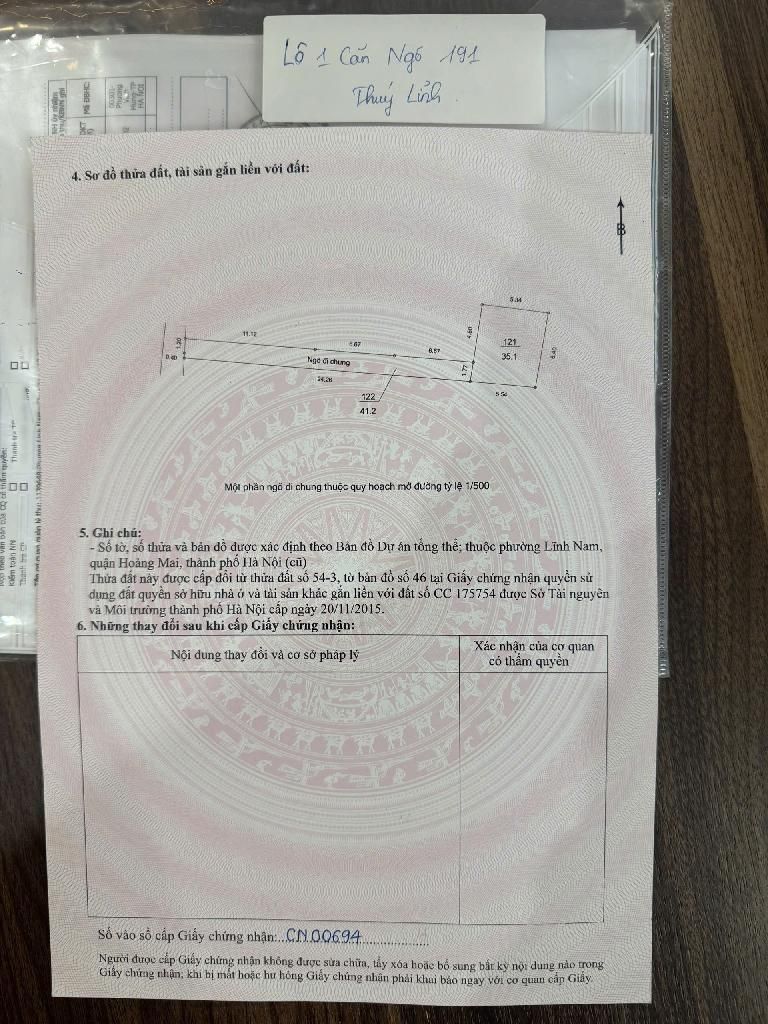 Bán nhà Thúy Lĩnh - diện tích 35.1m2 5 tầng - Sát mặt phố - giá 6,5 tỷ