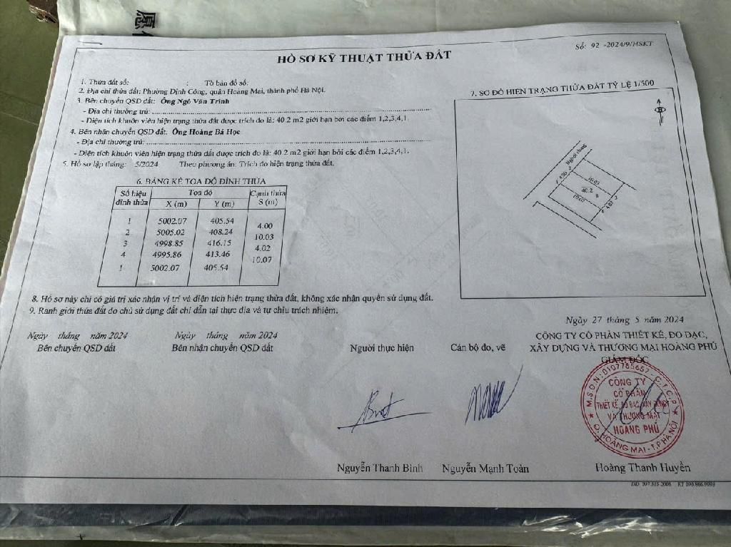 Bán nhà Định Công Hạ - diện tích 40.2m2 2 tầng - Ô tô đỗ cửa - giá 2,45 tỷ