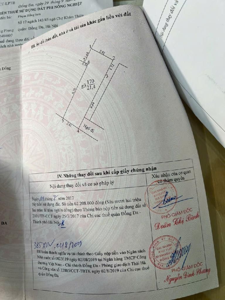 Bán nhà ngõ chợ Khâm Thiên - diện tích 21,4m2 5 tầng - Nhà mới, nội thất xịn - giá 6,8 tỷ