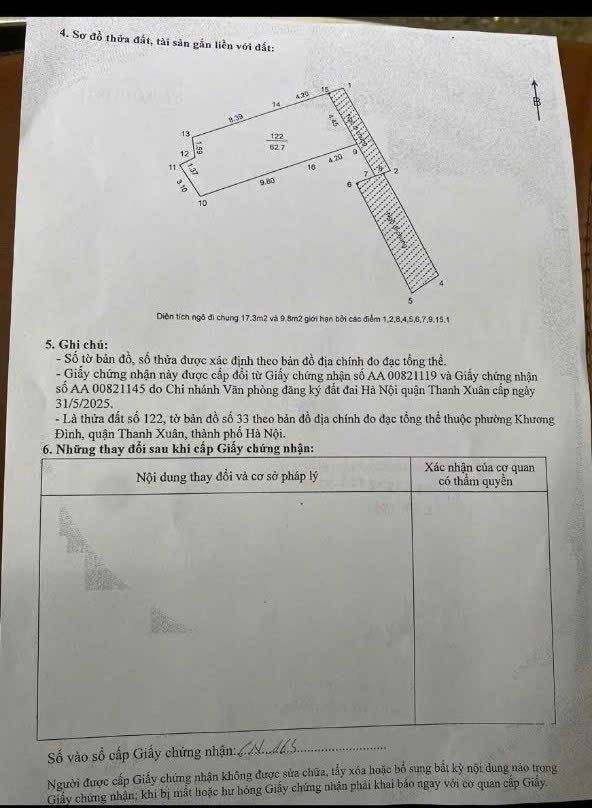 Bán nhà Bùi Xương Trạch - diện tích 62.7m2 5 tầng - Nhà khung cột bê tông chắc chắn - giá 12,4 tỷ