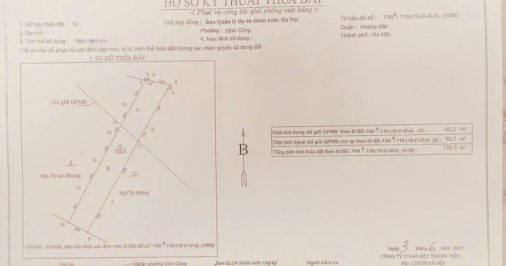 Bán nhà Định Công Hạ - diện tích 126m2 1 tầng - đất có thể làm luật lên tầng - giá 3,45 tỷ