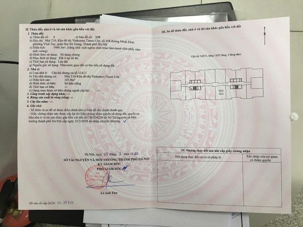 Bán nhà Vinhomes Times City - diện tích 106m2 1 tầng - View sân thể thao - giá 14,5 tỷ