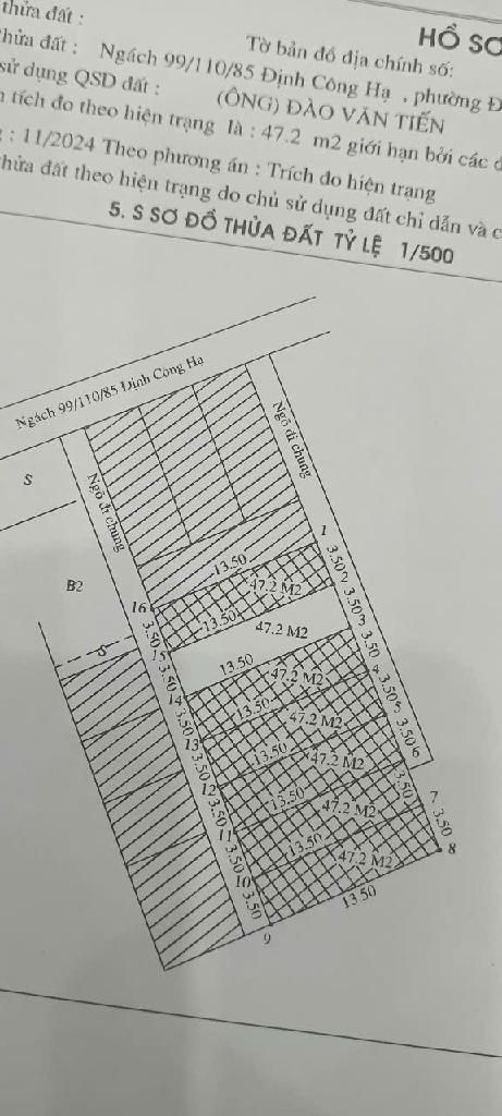 Bán nhà Trần Hòa - diện tích 47.2m2 3 tầng - Ngõ thông 2 mặt ngõ - giá 3 tỷ