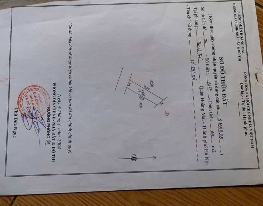 Bán nhà Nguyễn Khoái - diện tích 69m2 1 tầng - Mặt ngõ ô tô tránh nhau - giá 15,7 tỷ