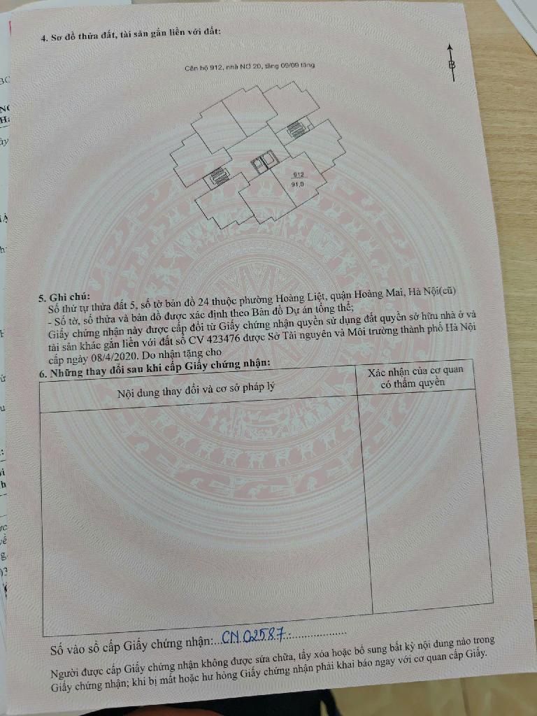 Bán nhà KĐT Pháp Vân - diện tích 91m2 9 tầng - Sổ đỏ chính chủ - giá 6,3 tỷ