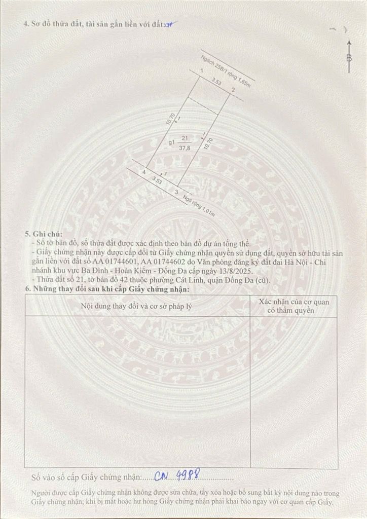 Bán nhà Cát Linh - diện tích 37,8m2 5 tầng - Phân lô 2 mặt ngõ - giá 12,5 tỷ