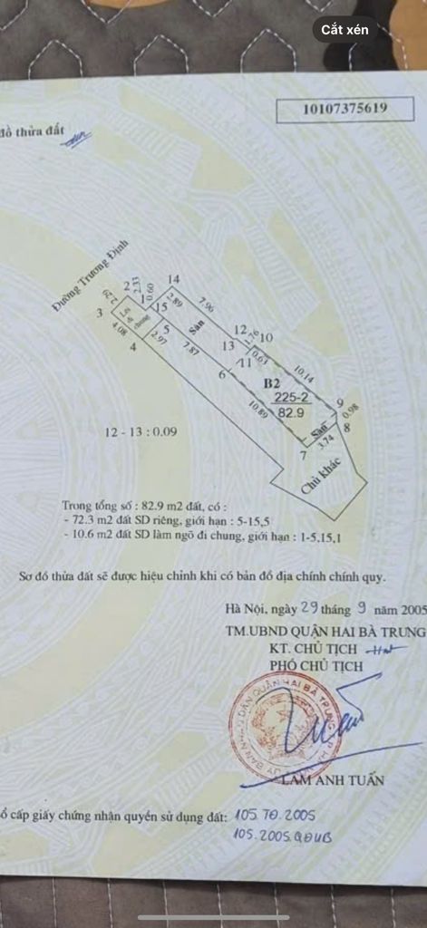 Bán nhà Trương Định - diện tích 82.9m2 3 tầng - mặt phố - giá 24 tỷ