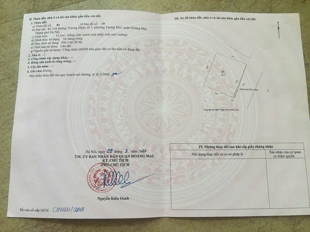 Bán nhà Trương Định - diện tích 11.1m2 5 tầng - Lô góc, kinh doanh tốt - giá 6 tỷ