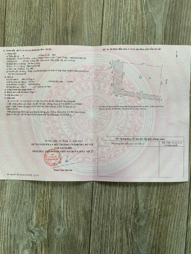 Bán nhà Vũ Hữu - diện tích 59.7m2 5 tầng - Mặt phố, nhà dân xây 2 thoáng - giá 18 tỷ