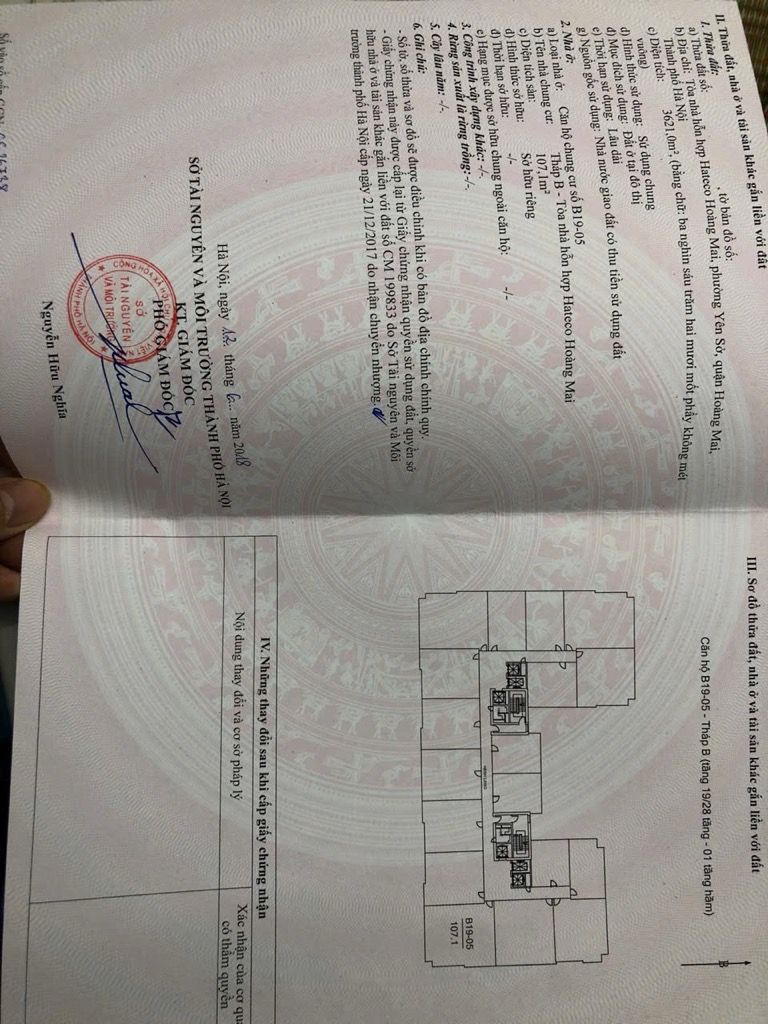 Bán căn hộ Hateco Yên Sở - diện tích 107,1m2 19 tầng - 3 phòng ngủ - giá 7,5 tỷ