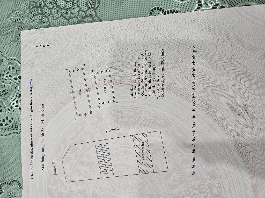 Bán nhà Minh Khai - diện tích 105m2 2 tầng - Căn hộ tập thể 381 - giá 7,38 tỷ