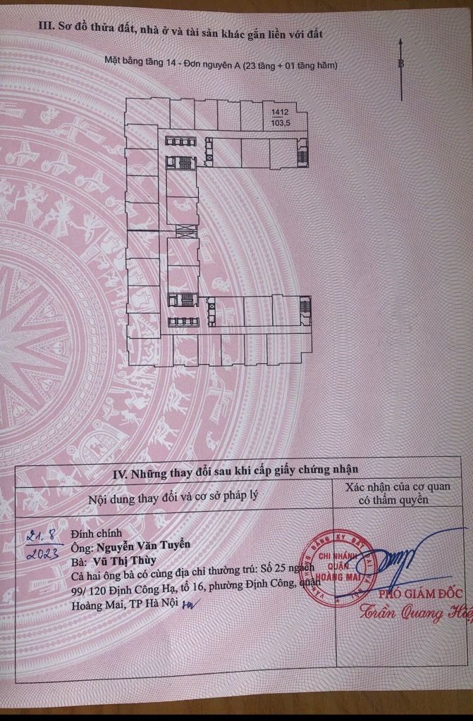 Bán nhà Trần Hoà - diện tích 103.5m2 14 tầng - Căn hộ chung cư đẹp - giá 8,2 tỷ