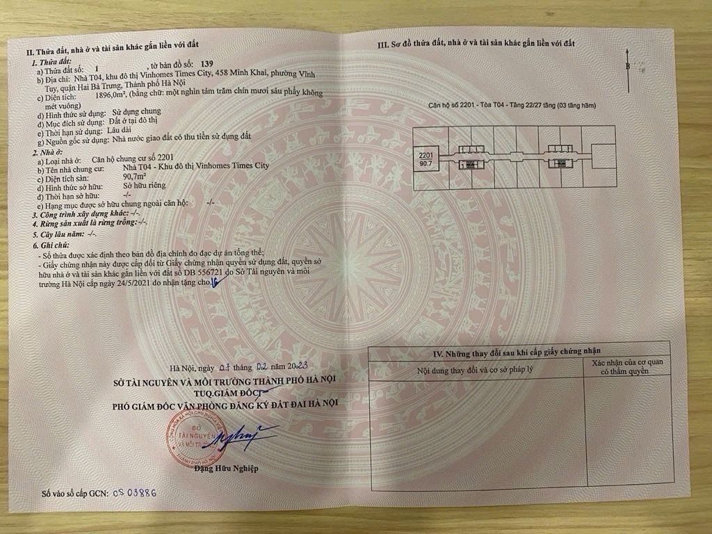 Bán nhà Minh Khai - diện tích 90.7m2 22 tầng - Chung cư Cao cấp Timecity - giá 10,6 tỷ