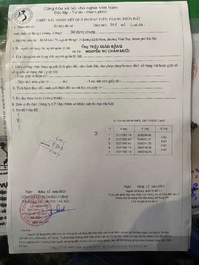 Bán nhà Lĩnh Nam - diện tích 31.6m2 2 tầng - Hàng chưa sổ - giá 1,5 tỷ