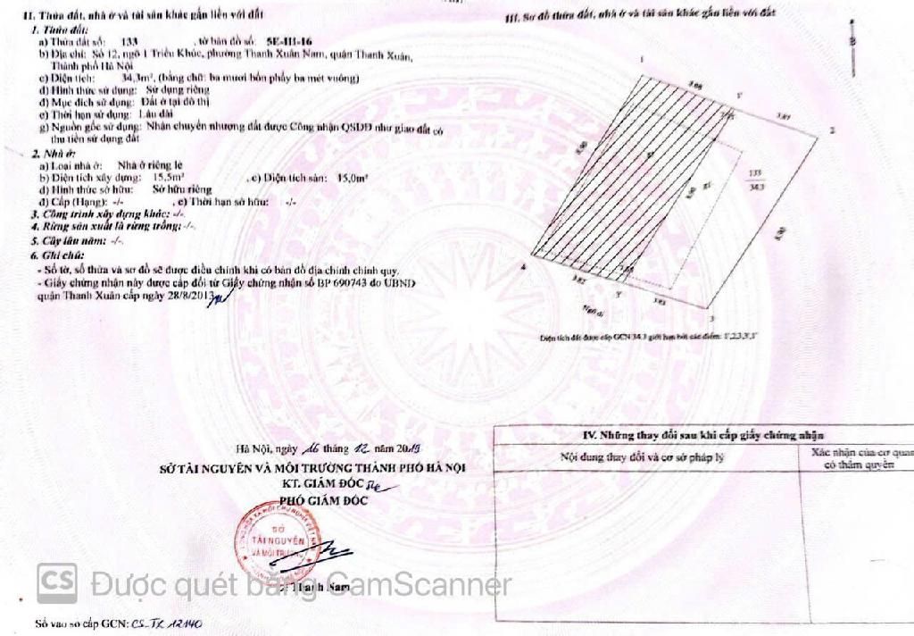 Bán nhà Triều Khúc - diện tích 35m2 6 tầng - 2 mặt thoáng - giá 8,8 tỷ