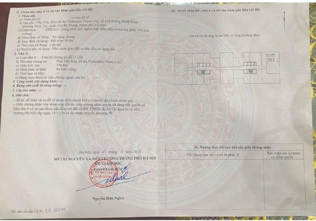 Bán nhà Minh Khai - diện tích 110.8m2 1 tầng - Nhà bán ở tầng 15, 3 ngủ, 2 Wc - giá 13,8 tỷ