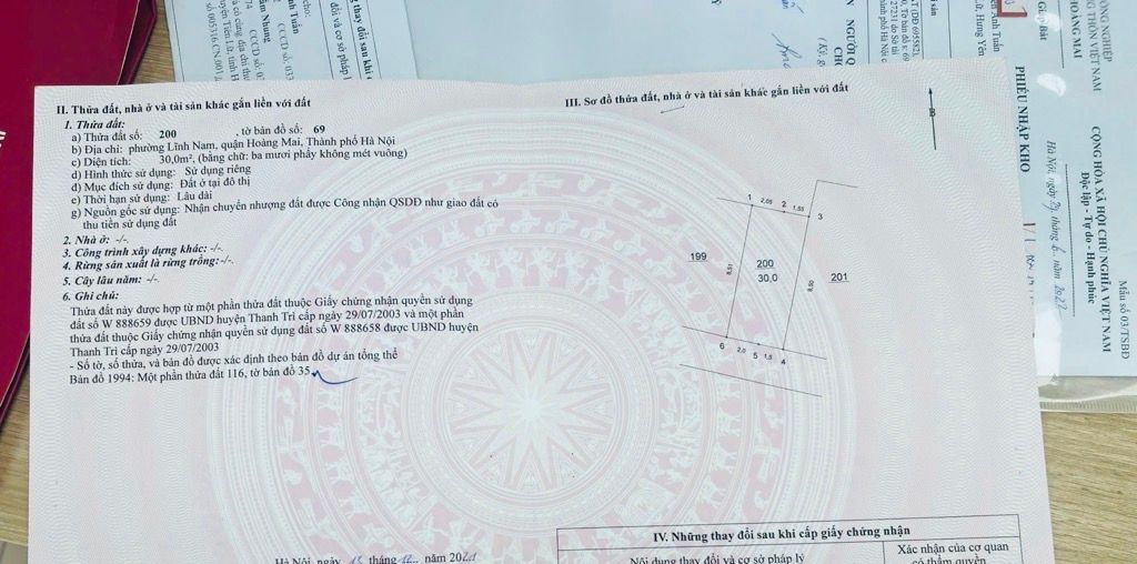 Bán nhà Thuý Lĩnh - diện tích 30m2 5 tầng - Thang máy - giá 7,4 tỷ