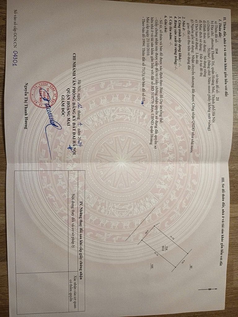 Bán nhà Nguyễn Khoái - diện tích 50m2 1 tầng - ô tô đỗ cửa - giá 6,2 tỷ