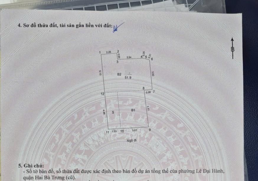 Bán nhà Vân Hồ - diện tích 51.9m2 2 tầng - Lô góc, mặt tiền rộng 5.2m - giá 14,5 tỷ