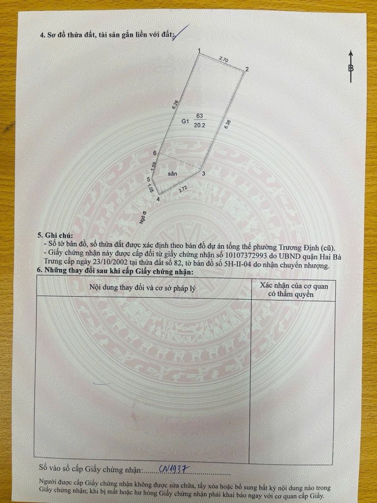 Bán nhà Bạch Mai - diện tích 20.2m2 5 tầng - Gần phố, sổ đỏ riêng - giá 5,98 tỷ