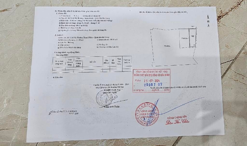Bán nhà Trần Khát Chân - diện tích 31,4m2 4 tầng - Sổ đỏ chính chủ - giá 8,5 tỷ