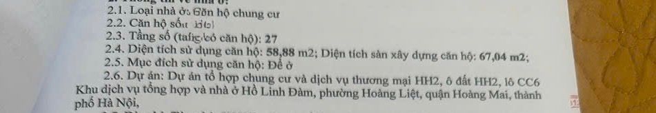 Bán nhà Linh Đàm - diện tích 59m2 27 tầng - Cực thoáng sáng - giá 4 tỷ