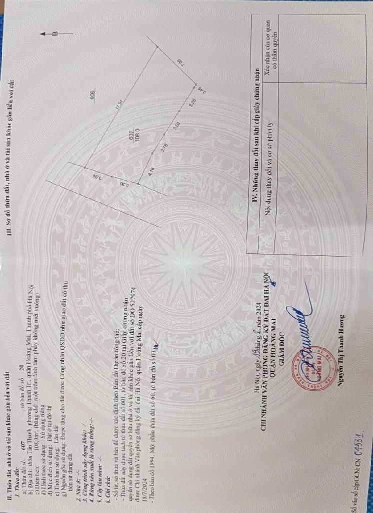 Bán nhà Nguyễn Khoái - diện tích 181m2 3 tầng - ô tô vào nhà - giá 24 tỷ