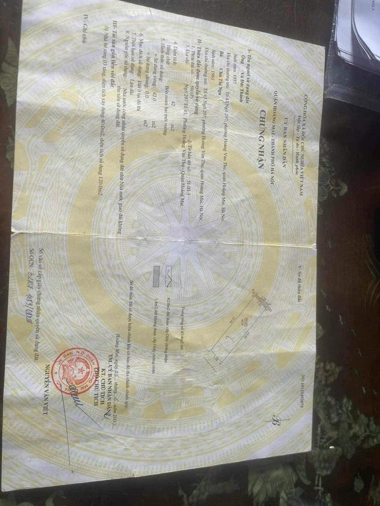 Bán nhà Hoàng Mai - diện tích 42m2 5 tầng - Nhà dân xây chắc chắn - giá 10,5 tỷ