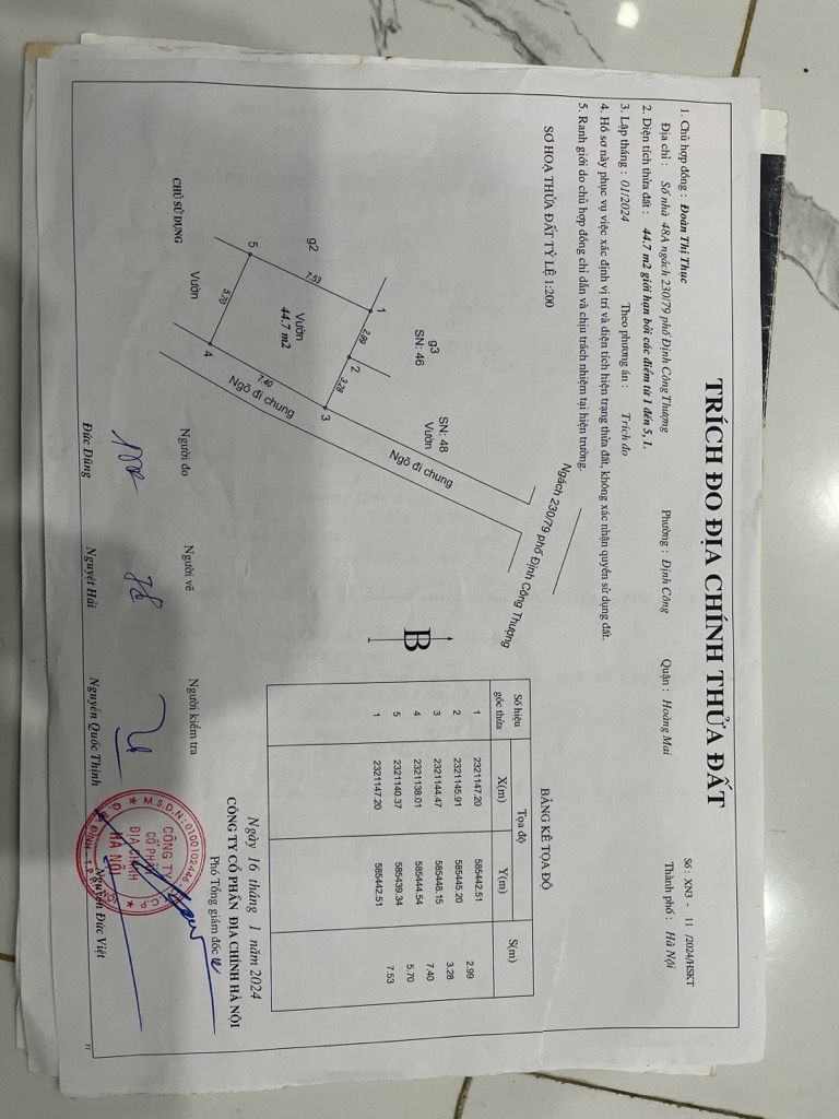 Bán nhà Định Công - diện tích 46m2 2 tầng - ngõ ba gác thông - giá 2 tỷ