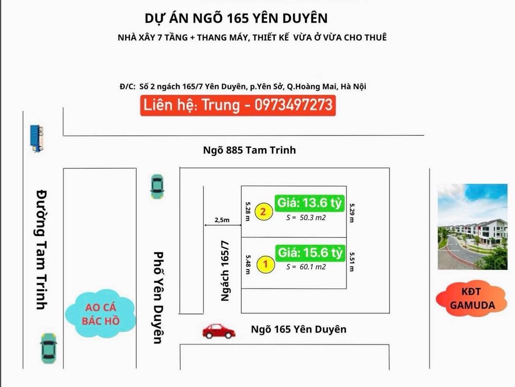 Bán nhà Yên Duyên - diện tích 60m2 7 tầng - Siêu phẩm căn hộ dịch vụ dòng tiền - giá 15,6 tỷ