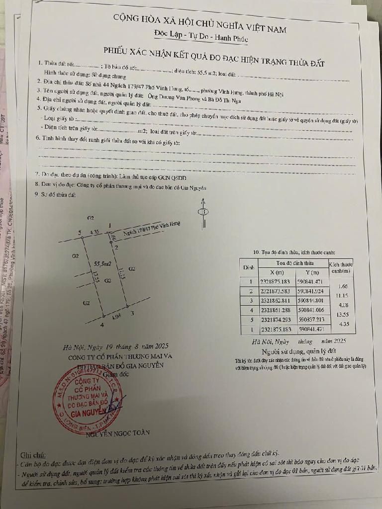 Bán nhà Vĩnh Hưng - diện tích 55.5m2 2 tầng - 3 phòng ngủ - giá 4,1 tỷ