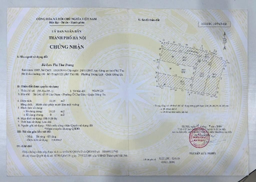 Bán nhà Đê La Thành - diện tích 49m2 5 tầng - Mặt ngõ thông thoáng - giá 9,5 tỷ