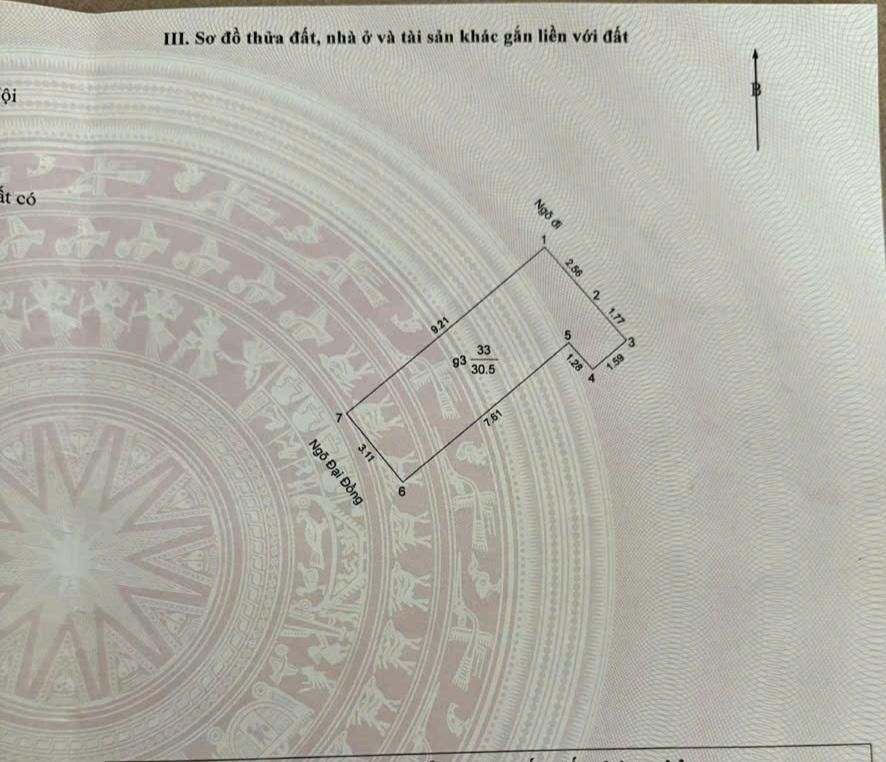 Bán nhà Ngõ Đại Đồng - diện tích 30,5m2 5 tầng - Nhà dân xây chắc chắn - giá 9,35 tỷ