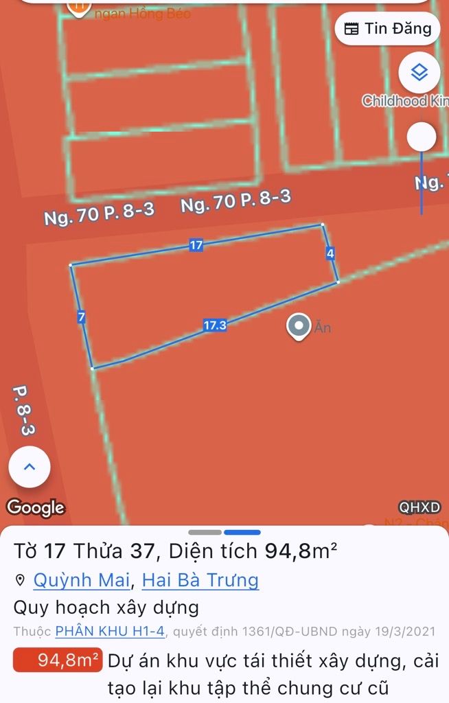 Bán nhà Phố 8/3 - diện tích 60m2 3 tầng - Ô tô đỗ cửa - giá 1,95 tỷ